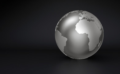 Silver Globe on black background - Europe