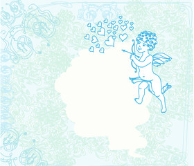 happy valentines day card with cupid