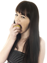 Young Woman Eating an Apple. Model Released