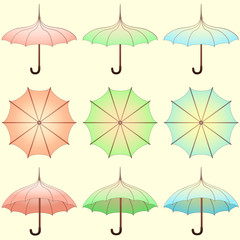 Set of vintage colored umbrellas © 0mela