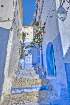 City streets of Chefchaouen, Morocco