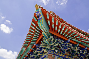 The roof of china temple in Thailand