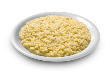 plate of rice, risotto with saffron alla milanese