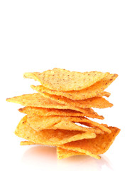 tasty potato chips isolated on white