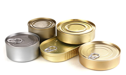 Tin cans isolated on white
