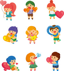 set of kid hug heart