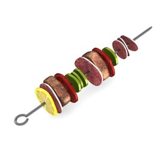 3d render of skewer with food