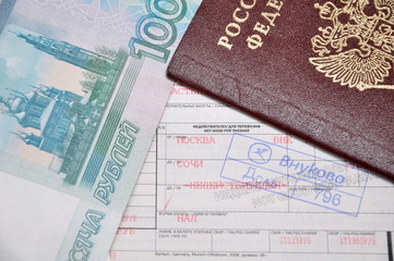 passport, money and the air ticket