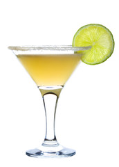 Cocktail Margarita with lime isolated on white