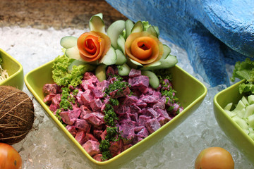 Beet salad in the bowl