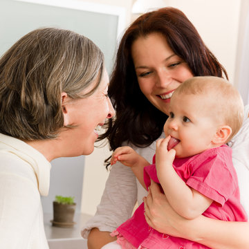 Happy Family Women - Grandmother, Mum And Baby