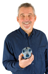 Mann mit Sparschwein