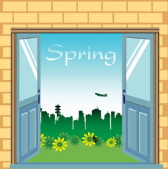 Open doors during springtime