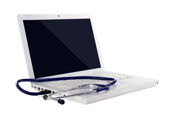 Stethoscope and laptop computer