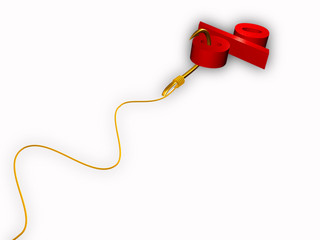 Hook with percent sign and man