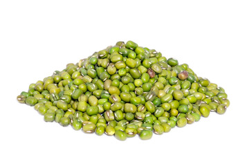 Pile Mung Bean isolated on white background.