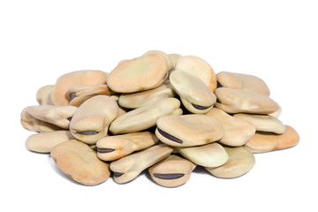 Pile Broad Beans isolated on white background.