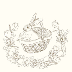 Easter bunny in basket