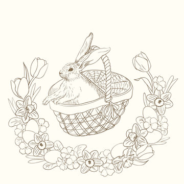 Easter bunny in basket