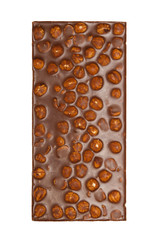 chocolate bar with hazelnuts isolated on white