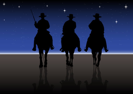 American Horse Rider at Night