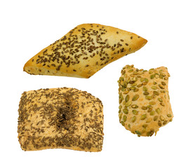 variety of healthy bread on a white background