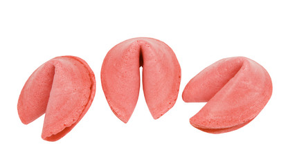strawberry flavored fortune cookies, isolated