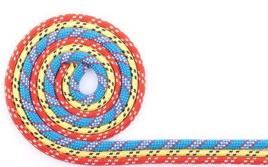 blue, yellow and red rope spiral