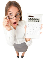 Business woman accountant shocked