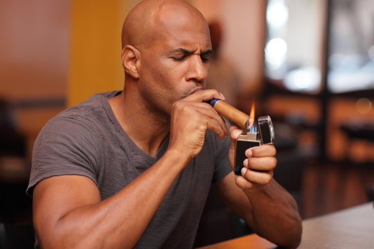 Man smoking a cigar