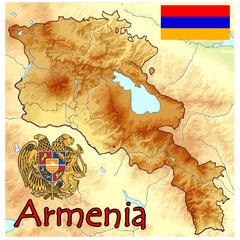 armenia europe map flag emblem