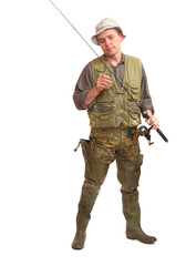 The fisherman with fishing rod.