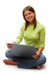 Naklejka premium woman with laptop