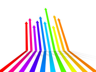 multicolored arrows that grow up on white background