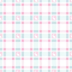Seamless Check Pattern Bunny Blue/Rose Horizontal © Jan Engel