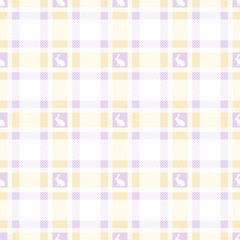 Seamless Check Pattern Bunny Yellow/Purple Horizontal