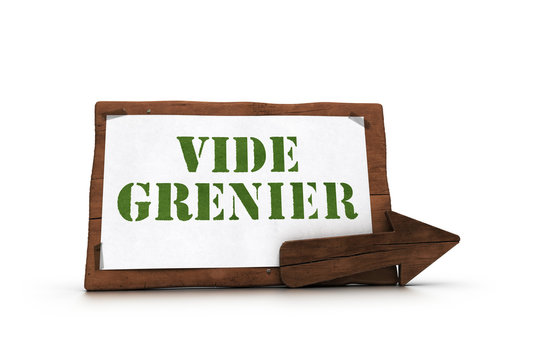 panneau vide grenier, fond blanc