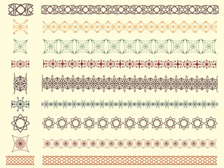 set of nine vector seamless borders