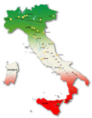 Inselkarte von Italien mit Nationalfarben