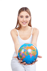 Woman Holding Globe