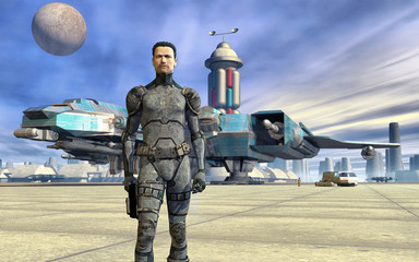 Spaceport and space pilot © Luca Oleastri