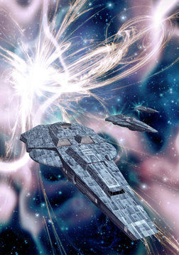 spaceship and supernova