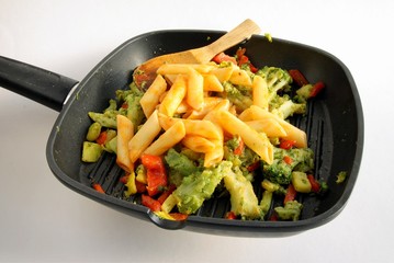 grilled vegetable with pasta pipes for dinner