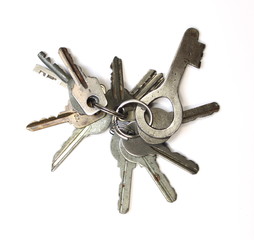 Keychain closeup on white background