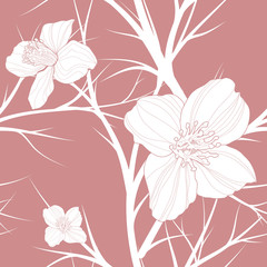 beautiful vector floral  hand drawn seamless pattern with swirls