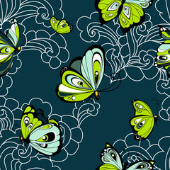 Flying butterflies seamless pattern