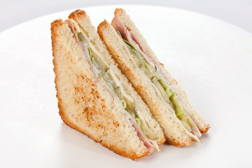 sandwich with ham and vegetables