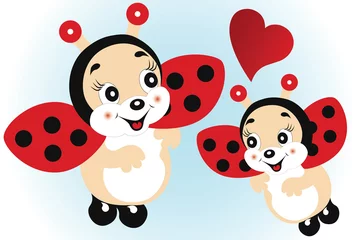 Poster Schattige lieveheersbeestjes verliefd © Coccinelle