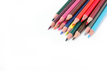 Color pencils isolated on white background