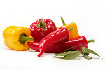 Healthy food. Fresh vegetables. Peppers on a white background.